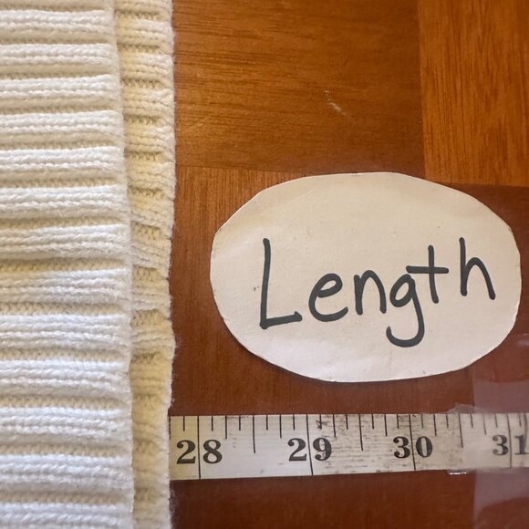 Jeanne Pierre XXL Vintage 90s White Knit Sweater 100% Cotton Crewneck Cable - Picture 5 of 6